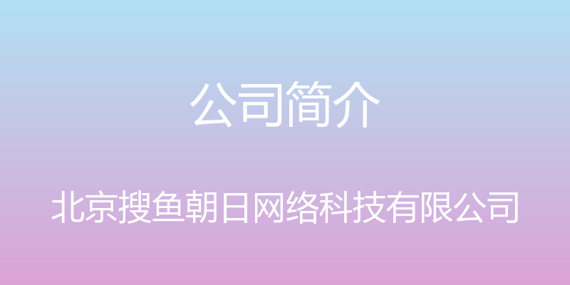 公司简介 - 北京搜鱼朝日网络科技有限公司