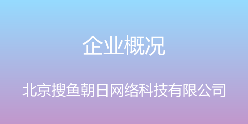 企业概况 - 北京搜鱼朝日网络科技有限公司