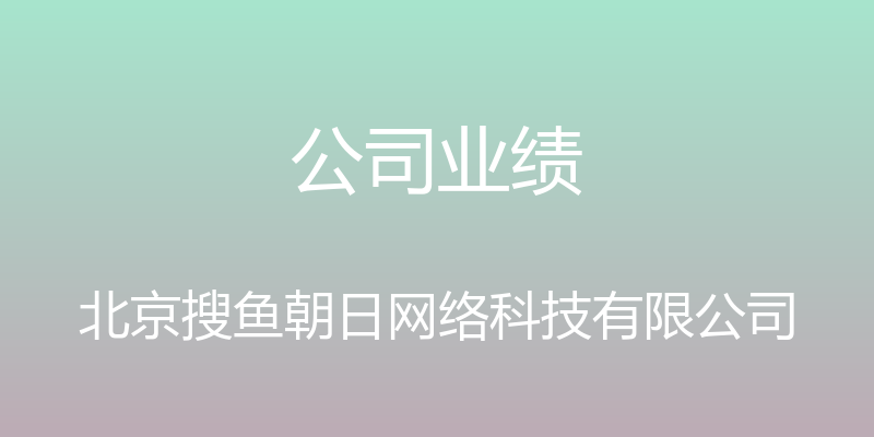 公司业绩 - 北京搜鱼朝日网络科技有限公司